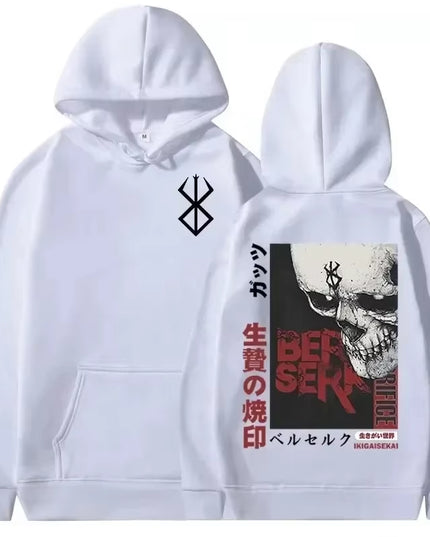 Men's Casual Oversized Hoodie - Anime Berserk Guts Graphic Print with Swordsman Casca and Brand of Sacrifice Zodd Design