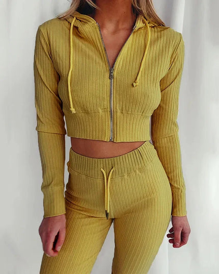 Women'S Hooded Long Sleeve Waist Suit, Slim Sports Zipper, Casual Fashion Trend 2024