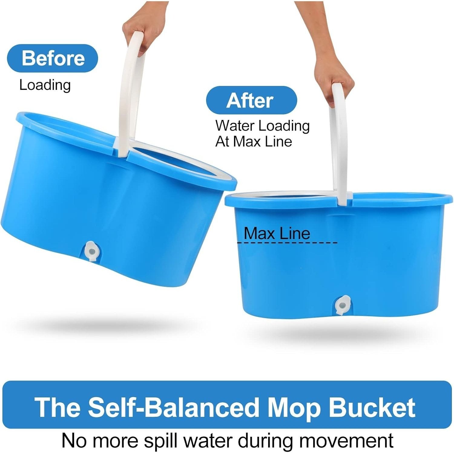 Mop and Bucket Set, 360° Spin Mop and Bucket with Wringer Set and 4 Microfiber Mop Refills, Stainless Steel, Extended Handle Spinning Mop Bucket System for Floor Cleaning