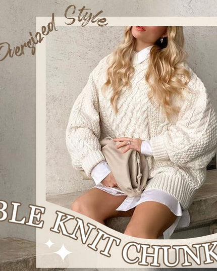 Oversized Sweaters for Women Cable Knit Chunky Pullover Sweater
