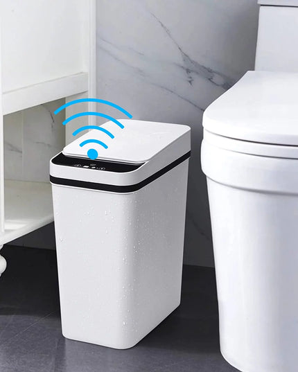 2.5 Gallon Bathroom Trash Can, Trash Cans for Kitchen, Plastic Trash Can with Lid, Smart Touchless