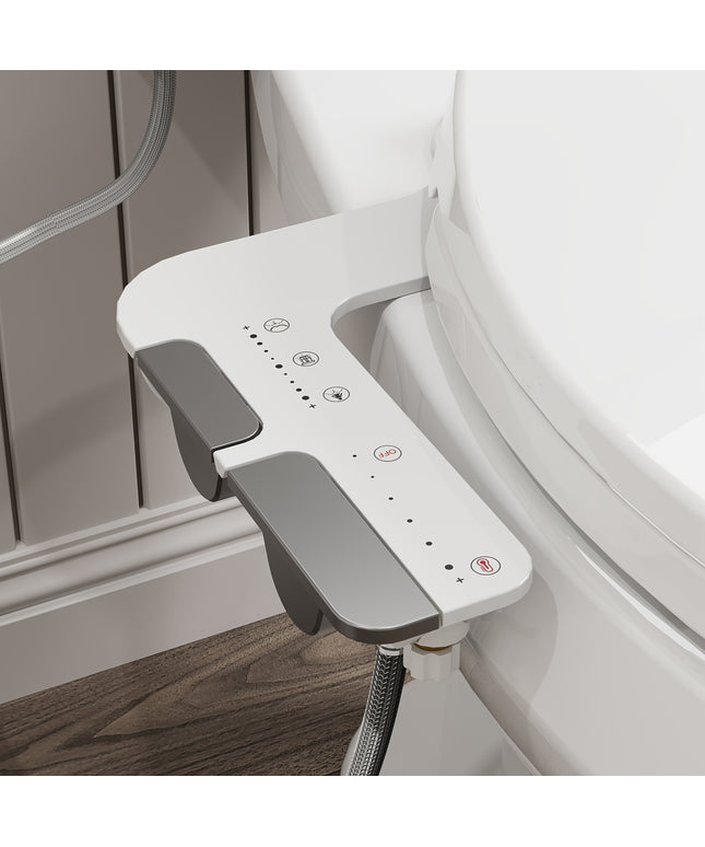 Bidet Attachment for Toilet with Hot and Cold Sprayer, Rear and Female Wash, Self-Clean Dual Nozzles, Adjustable Water Temperature and Pressure, Easy Installation, Non-electric Hygienic Toilet Accessories, Compatible with Mos