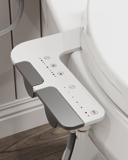 Bidet Attachment for Toilet with Hot and Cold Sprayer, Rear and Female Wash, Self-Clean Dual Nozzles, Adjustable Water Temperature and Pressure, Easy Installation, Non-electric Hygienic Toilet Accessories, Compatible with Mos