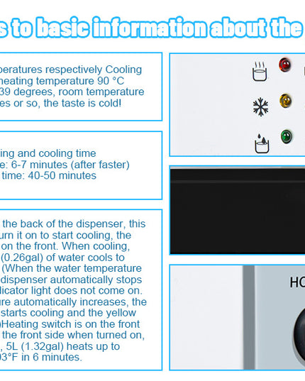 5 Gallon Hot and Cold Water Dispenser, Countertop Water Dispenser, Top Loading Hot & Cold Water Cooler Dispenser with 3 Temperature Settings, for Office, in The Desk Bedside Cabinet, Tea Table, Bar