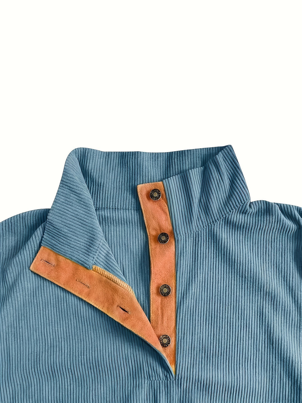 Men'S Casual Jacket for Autumn And Winter, Featuring a Loose Fit, Corduroy Fabric, Stand-Up Collar, Long Sleeves, And Button- Design.