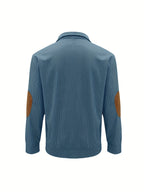 Men'S Casual Jacket for Autumn And Winter, Featuring a Loose Fit, Corduroy Fabric, Stand-Up Collar, Long Sleeves, And Button- Design.