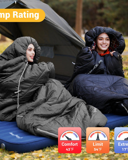 XL Camping Sleeping Bags 3 Seasons Oversized Lightweight Cotton Flannel Sleeping Bag Black