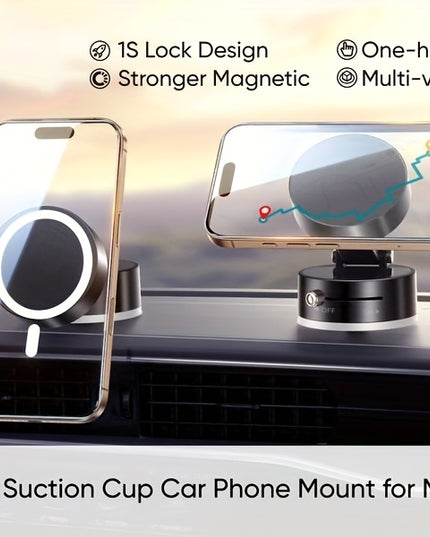 1pc Metal Vacuum Magnetic Suction Phone Holder, Strong Suction Cup Mount for Home, Car, Kitchen, Bathroom - Stable and Firm Grip, Home Gadget Organizer | Modern Phone Holder | Quality Suction Attachment, Phone Suction Grip