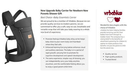 Vrbabies New Ergonomic Baby Carrier Newborn Toddler Wrap Carrier Hands Free Baby Sitting Support Sling Breathable Perfect For Infants Chest Sling For Babies Gift