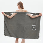 1pc Ultra-Soft Coral Velvet Bath Towel Skirt with Bowknot Design - Quick Dry, No Hair Loss, One Size Fits Most (5'2"-5'74", 132lbs-176lbs), Grey with White Pockets & Ties