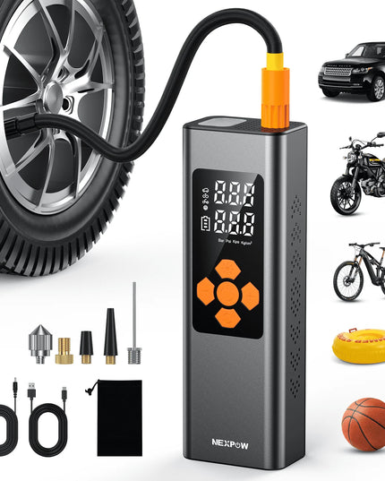Tire Inflator Portable Air Compressor, Cordless 150PSI Car Air Pump with Digital Pressure Gauge, Electric Tire Pump with 7500 Mah Battery, Mini Car Tire Inflator with LED for Car, Bike, Ball