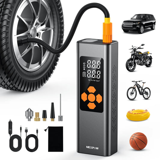 Tire Inflator Portable Air Compressor, Cordless 150PSI Car Air Pump with Digital Pressure Gauge, Electric Tire Pump with 7500 Mah Battery, Mini Car Tire Inflator with LED for Car, Bike, Ball