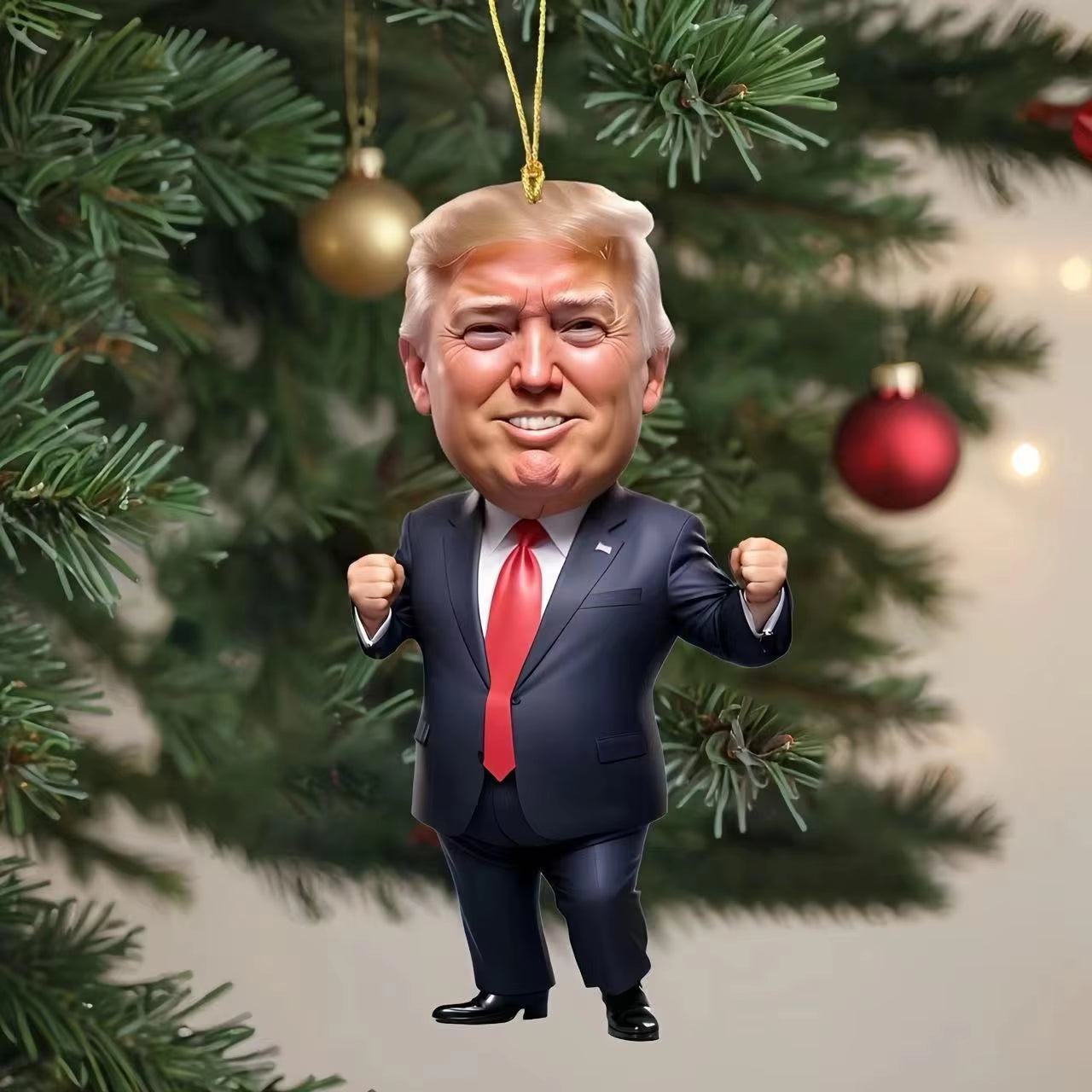 Cartoon Trump Pendant Acrylic Material Funny and Interesting Cartoon Pendant Suitable for Christmas Tree Cars Holiday DIY Gift