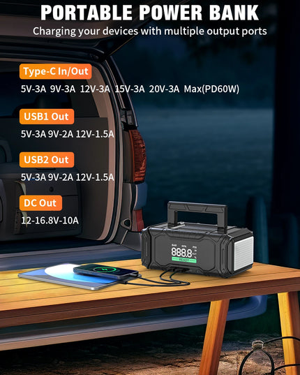 AVAPOW 3000A Car Battery Jump Starter with 150PSI Air Compressor, 12V Portable for 10L Gas/Diesel Engines
