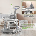 Baby Walkers, 5 And 1 Baby Walker With Wheels, Walker For Babies 4-Height Baby Walkers And Activity Center For Boys Girls, Baby Walkers For Babies 6-36 Months, Baby Walkers And Activity Center (Grey)