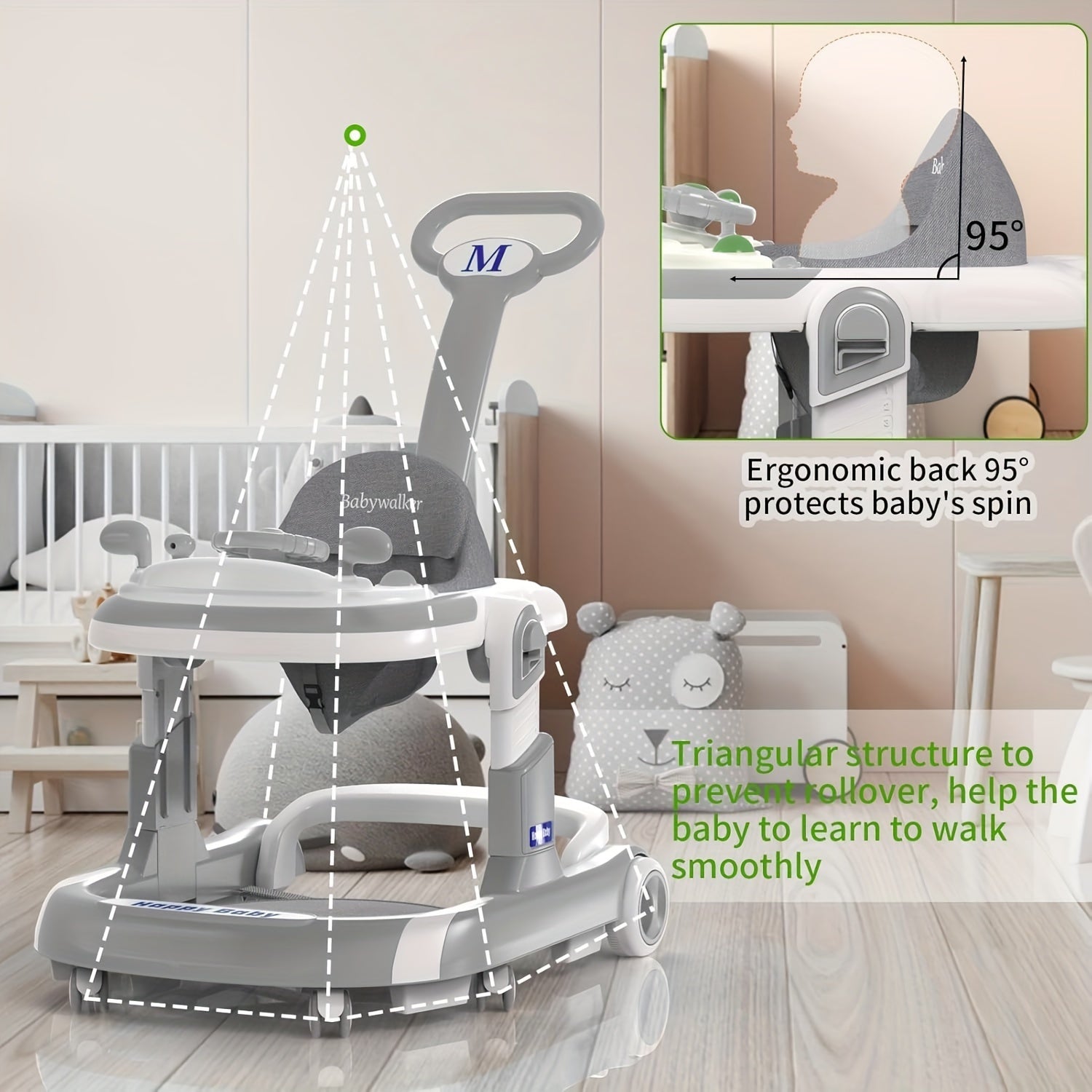 Baby Walkers, 5 And 1 Baby Walker With Wheels, Walker For Babies 4-Height Baby Walkers And Activity Center For Boys Girls, Baby Walkers For Babies 6-36 Months, Baby Walkers And Activity Center (Grey)