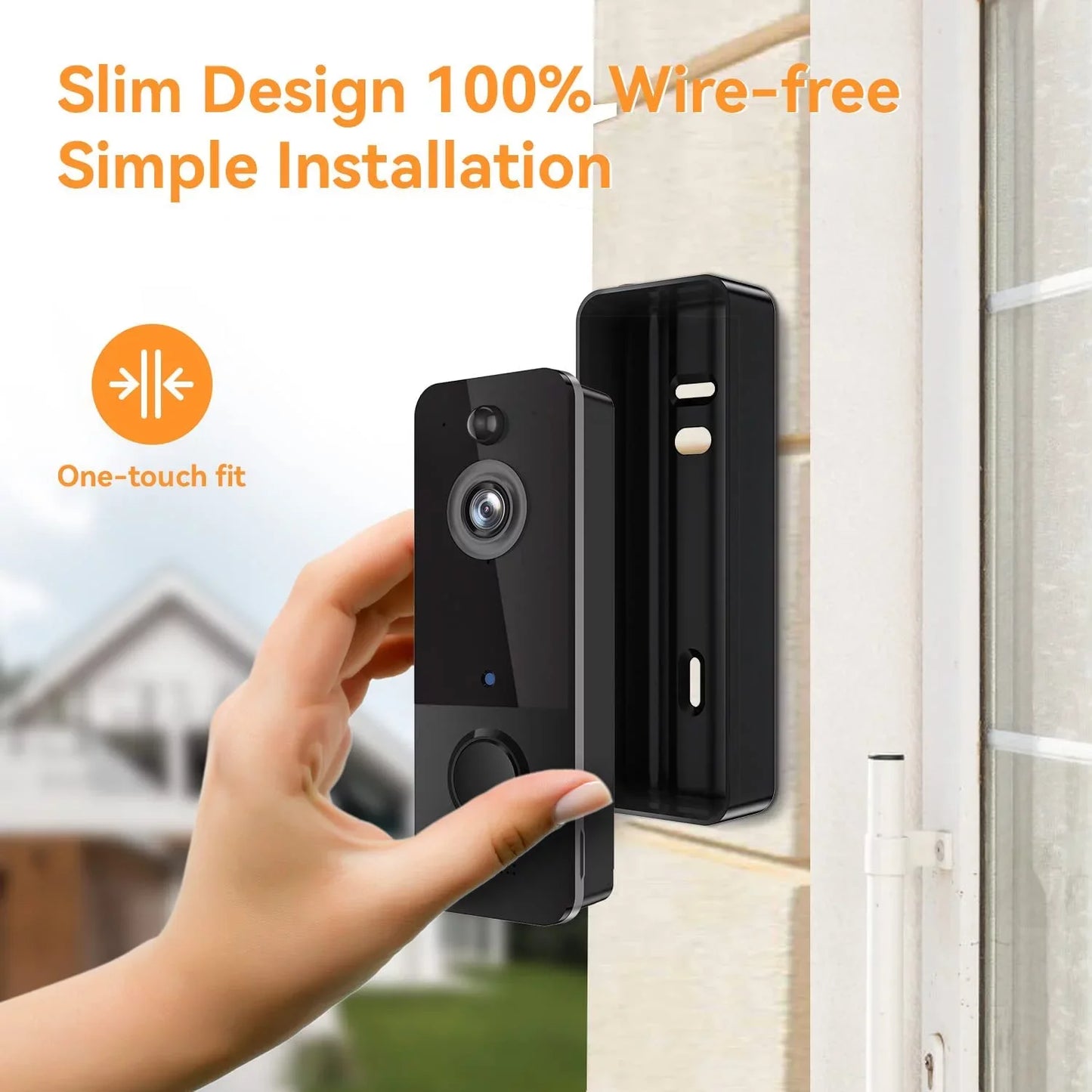 Wireless Doorbell Camera with Chime, Smart Video Doorbell Security Camera with ，Black