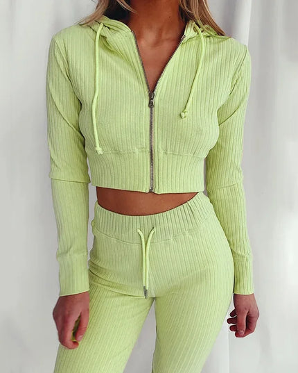 Women'S Hooded Long Sleeve Waist Suit, Slim Sports Zipper, Casual Fashion Trend 2024
