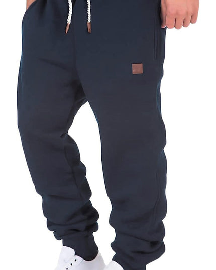Men Athletic Pants, Elastic Waist Drawstring Trousers Fall Casual Pants with Pockets