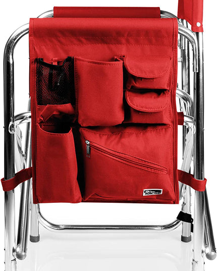 Sports Chair with Side Table, Camping Chair, Beach Chair, Camp Chair for Adults (Red)