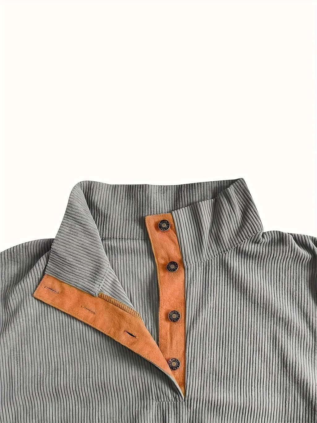 Men'S Casual Jacket for Autumn And Winter, Featuring a Loose Fit, Corduroy Fabric, Stand-Up Collar, Long Sleeves, And Button- Design.