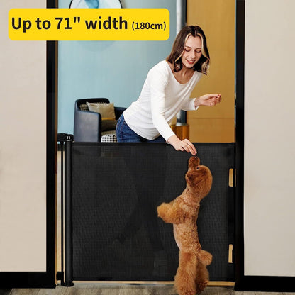 Retractable Baby Gate, Mesh Baby Gate Or Mesh Dog Gate, 33" Tall, Extends Up To 55" Wide - Child Safety Gate For Doorways, Stairs, Hallways, Indoor/Outdoor - For Parents & Pet Owners -  Provides Secure Containment - Ideal Gif