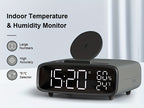 6-in-1 Alarm Clock With Wireless Charging, USB Charging Port, Night Light Wireless Speaker, 3-level Brightness Digital Clock Temperature, 12/24 Hours, Bedroom Snooze Alarm Clock