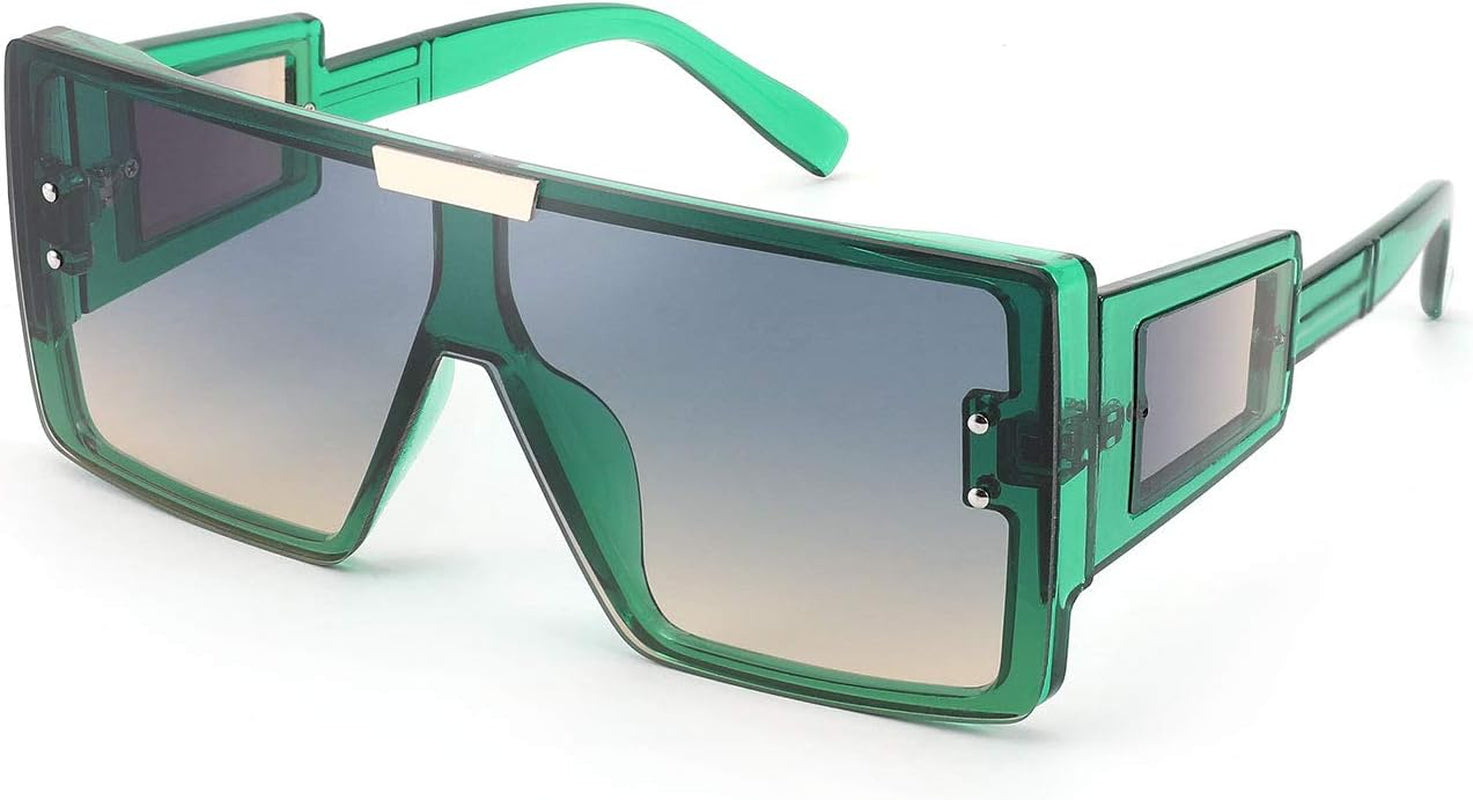 FEISEDY Square Oversized Flat Top Sunglasses with Side Lens Integrated for Women Men B4028