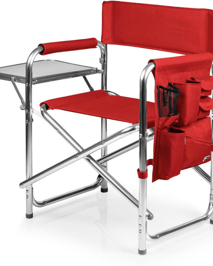 Sports Chair with Side Table, Camping Chair, Beach Chair, Camp Chair for Adults (Red)