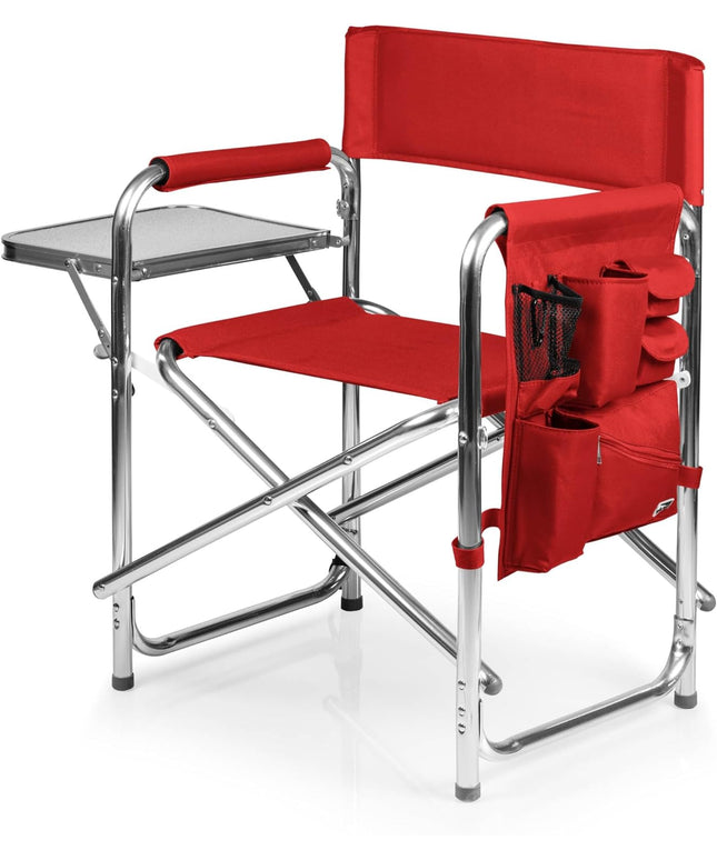Sports Chair with Side Table, Camping Chair, Beach Chair, Camp Chair for Adults (Red)