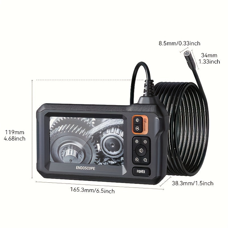 Inskam 4.3" IPS LCD Endoscope Camera, 8mm Single Lens,, ABS Material, Analog Display, Battery/USB Dual Power, 2000mAh Rechargeable Lithium Battery, ≤36V Operating Voltage, for Auto Repair & Plumbing