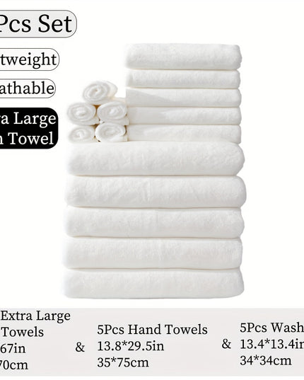 15pcs Ultra-Soft Microfiber Towel Set - Includes 300GSM Bath, Hand & Washcloths in Multiple Colors - Perfect for Home & Hotel Showers