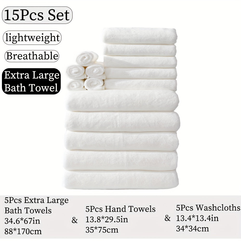 15pcs Ultra-Soft Microfiber Towel Set - Includes 300GSM Bath, Hand & Washcloths in Multiple Colors - Perfect for Home & Hotel Showers