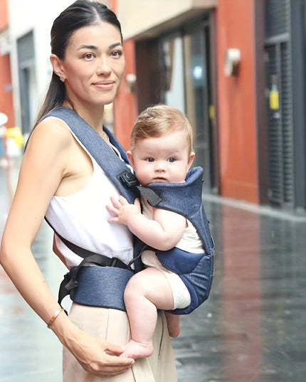 Ergonomic Baby Carrier, Multi-functional Polyester Front Carry Wrap, Adjustable Buckle Closure, Supports Up to 35lbs, for Newborns & Toddlers, Fits 0-3 Years Old