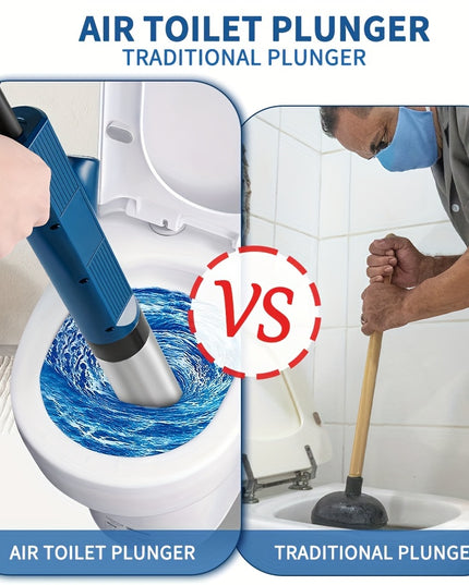 High Pressure Air Toilet Plunger Set, Stainless Steel Toilet Snake Toilet Unclogger, Air Drain Blaster Plunger for Kitchen Sink, Toilet, Bathroom, Clogged Pipe