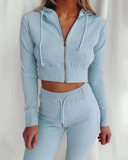 Women'S Hooded Long Sleeve Waist Suit, Slim Sports Zipper, Casual Fashion Trend 2024