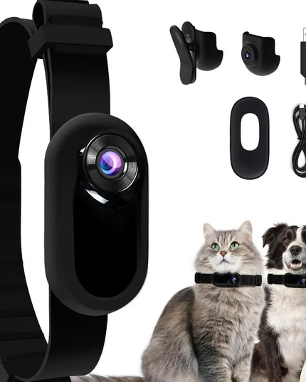 Pet Collar Camera HD 1080P Cat Dog Tracker Collar Mini Sports Camera Action Cam Video Recording Outdoor Wireless Camera Collar