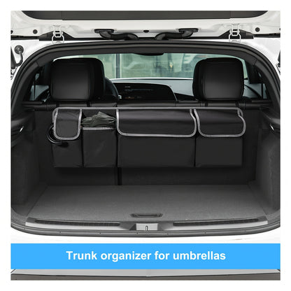 Universal Fit Car Seat Back Organizer, Large Capacity 600D Oxford Fabric with Multiple Pockets, Polyester Fiber Material, Vehicle Storage Solution