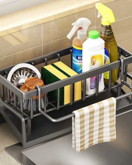 Kitchen Sink Drain Rack Organizer ABS Plastic Self-Draining Sink Shelf Soap Sponge Holder Dishcloth Towel Rack Filter Basket