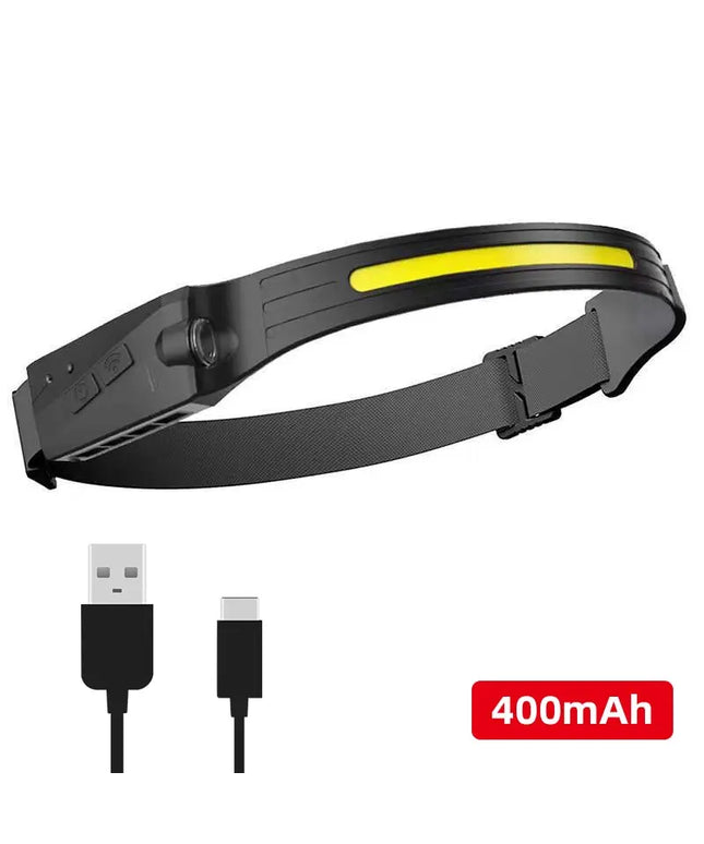 Induction Headlamp COB LED Sensor Head Lamp Built-In Battery Flashlight USB Rechargeable Head Torch 5 Lighting Modes Headlight