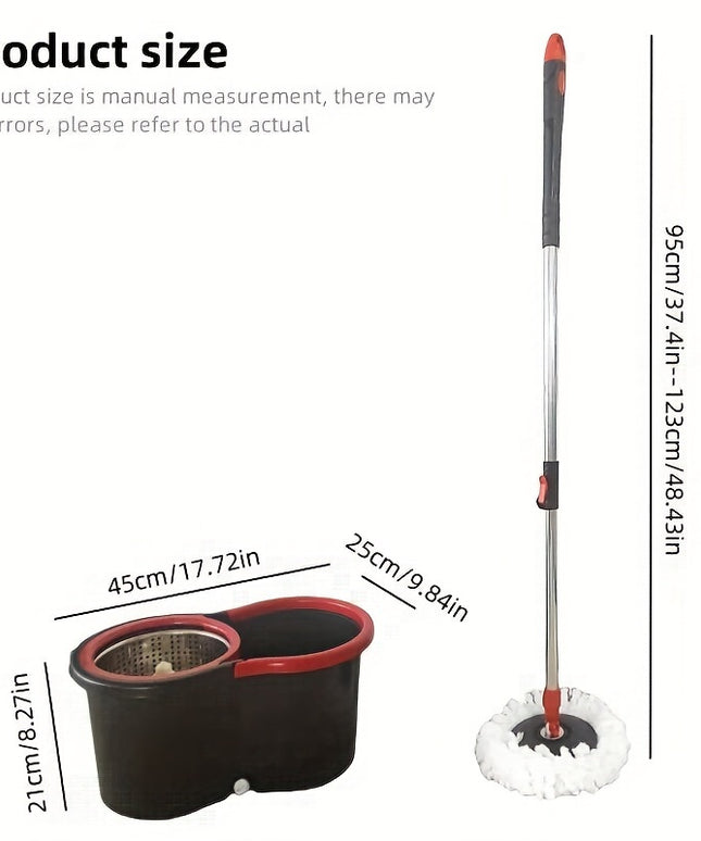 Mop Bucket Set, Rotating Mop And Bucket And Squeezer Set, 360 ° Rotating Mop Bucket System, with 3 Ultra-fine Fiber Mop Replacement Heads And 61 Inch Stainless Steel Adjustable Handle, Suitable for Store Floor Cleaning, Chri