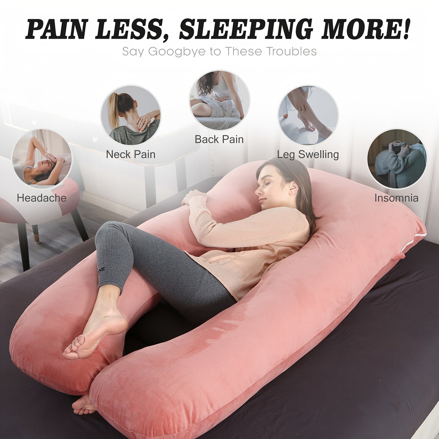 Pregnancy Pillow, U Shaped Full Body Pillows For Sleeping Support, 55in/60in Maternity Pillow For Pregnant Women With Cover