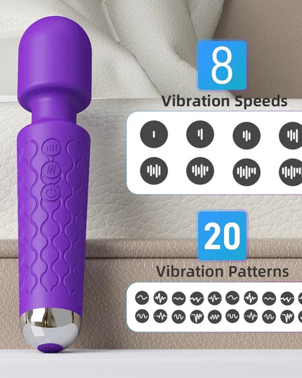 Wand Massager Vibrator with 8 Speeds 20 Vibration Modes, Personal Massager Adult Sex Toys for Women-Purple