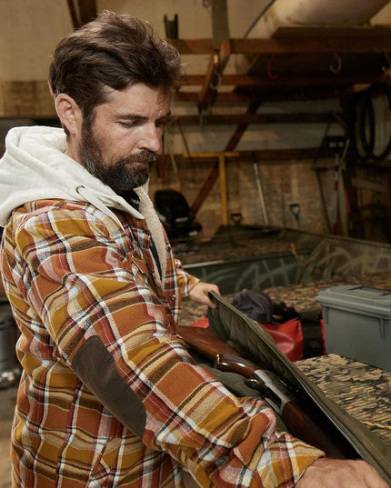 Men'S Camp Night Berber Lined Hooded Flannel Shirt Jacket