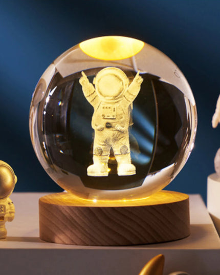 Crystal Ball Night Lights Glowing Planet Galaxy Astronaut 3D Moon Table Lamp USB Atmosphere Lamp Tabletop Decorations Kid Gifts