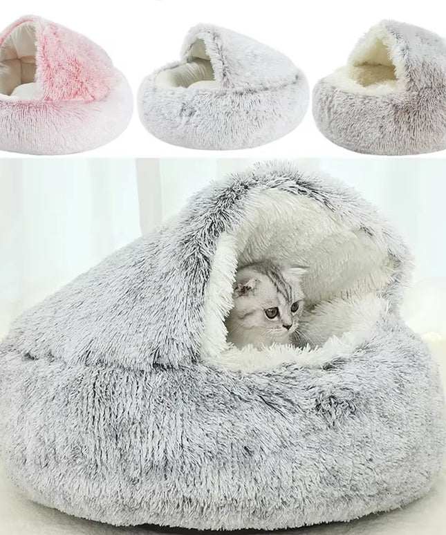 Winter Plush Pet Cat Bed round Cat Cushion Cat House 2 in 1 Warm Cats Basket Pet Sleep Bag Kitten Nest Kennel for Small Dog Cats