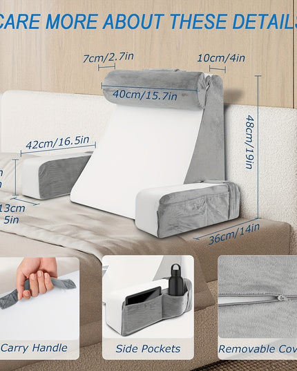 Reading Pillow for Sitting in Bed Adult, Back Pillow for Bed Sitting up, Reading & Bed Rest Pillows for Watching TV/Reading/Gaming/Resting in Bed, Couch or Floor, Medium 19"