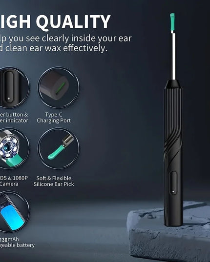 Smart Visual Ear Cleaner with 1296P Otoscope and USB-C Charging, Mini Camera Ear Wax Removal Tool and Health Care Set