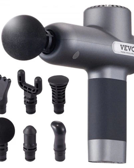 VEVOR Massage Gun Deep Tissue, Percussion Muscle Massager for Athletes - with 5 Speed Levels & 6 Massage Heads, 7.4V 2500Mah Batteries, Handheld Electric Massage Gun for Pain Relief, Muscle Relaxation
