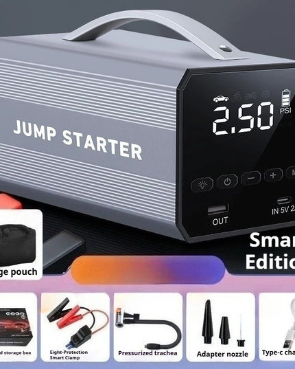 12V 16000mAh Portable Car Jump Starter Inflatable Pump Starter Booster Starting Device for Motorcycles, Bicycles,power Bank